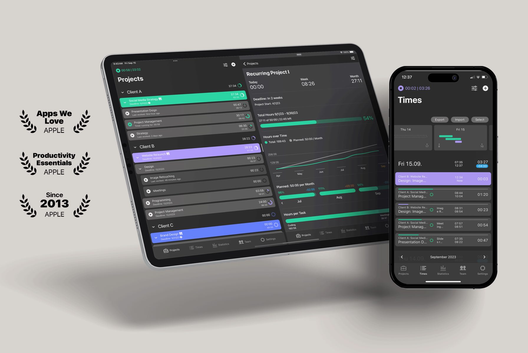 Mobile Zeiterfassung mit Tyme für iOS, iPad, Apple Watch und Mac