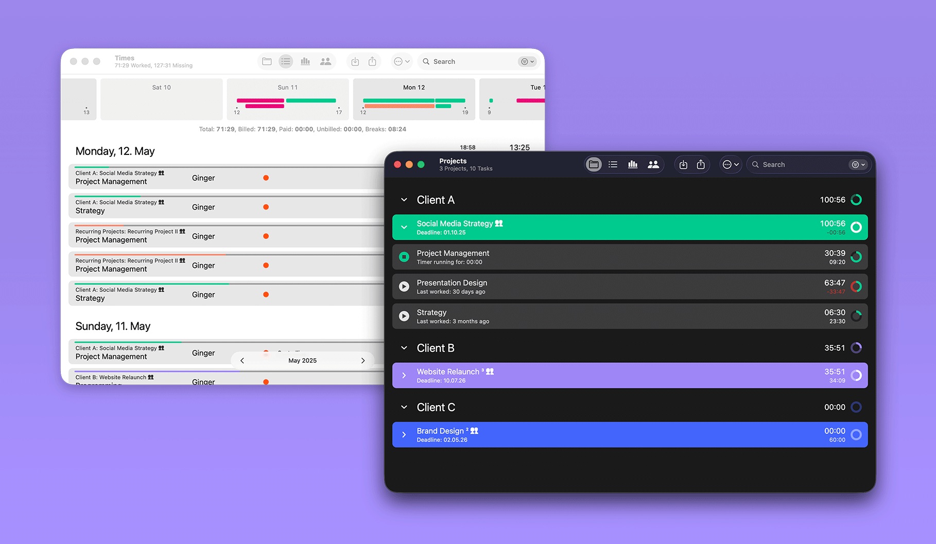 Screens show lightmode and darkmode of the app