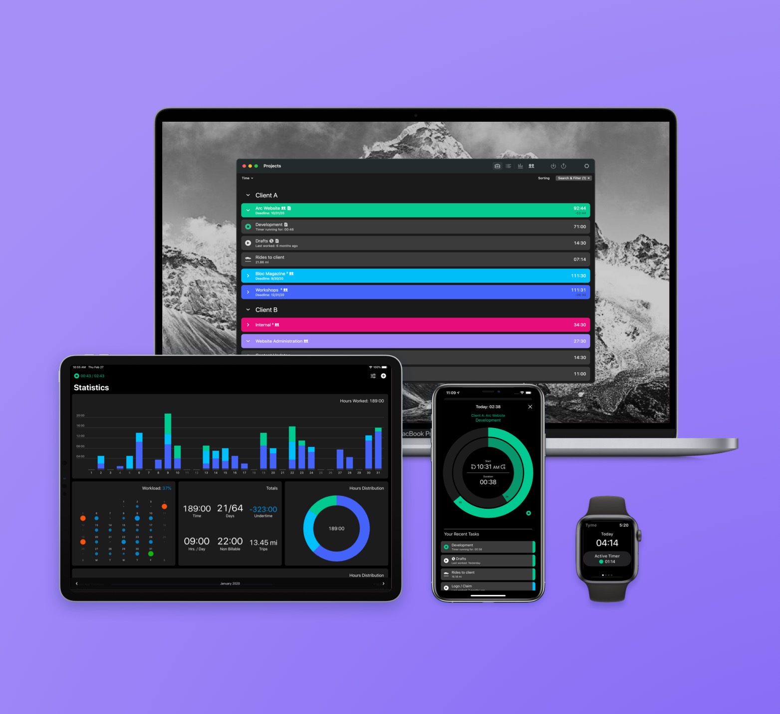 Tyme Zeiterfassungs auf dem Mac, iPhone, iPad und Apple Watch
