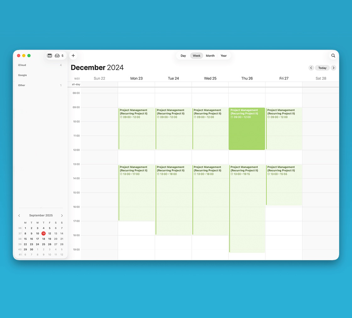 Tyme synchronizes your working hours in the calendar apps